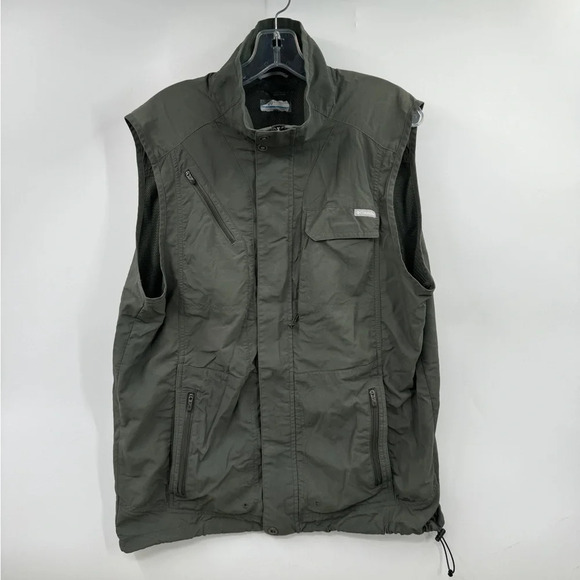 Columbia Omni Shade Sun Protection Mens L Green Vest Layer Outdoor Vented - Picture 1 of 11